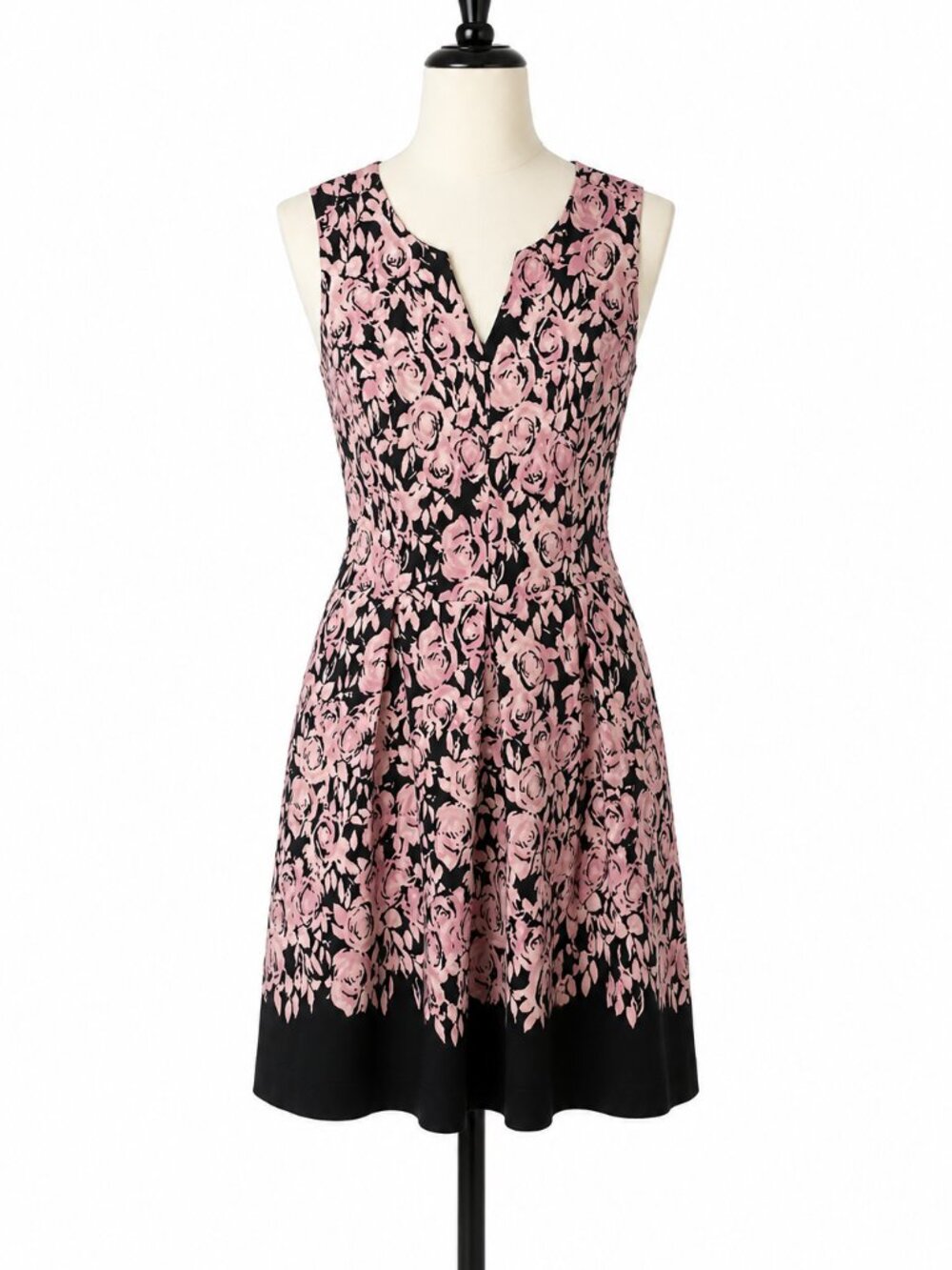 Luxe by Carmen Marc Valvo Pink Black Floral Pocket Dress Size 10
